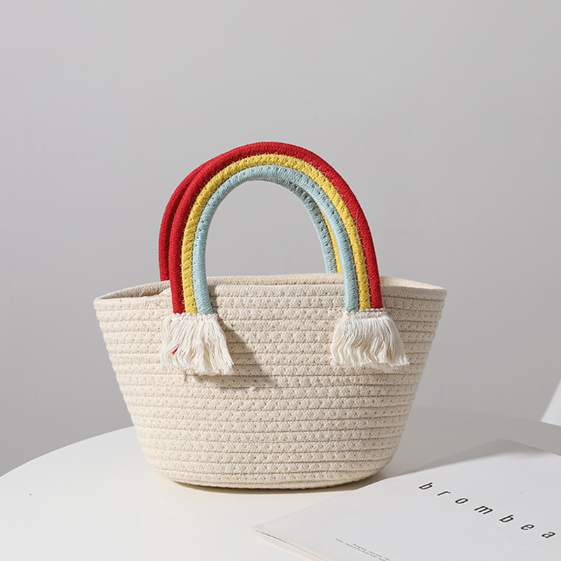 Rainbow Grass Woven Bag