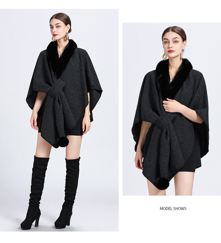 The factory supplies new imitation otter rabbit fur collar cloaks, women's loose knit cardigans, oversized woolen jackets