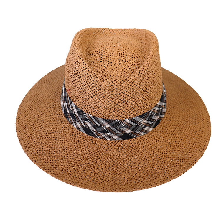 Big hat visor plaid straw hat beach tourist hat sun hat cool hat