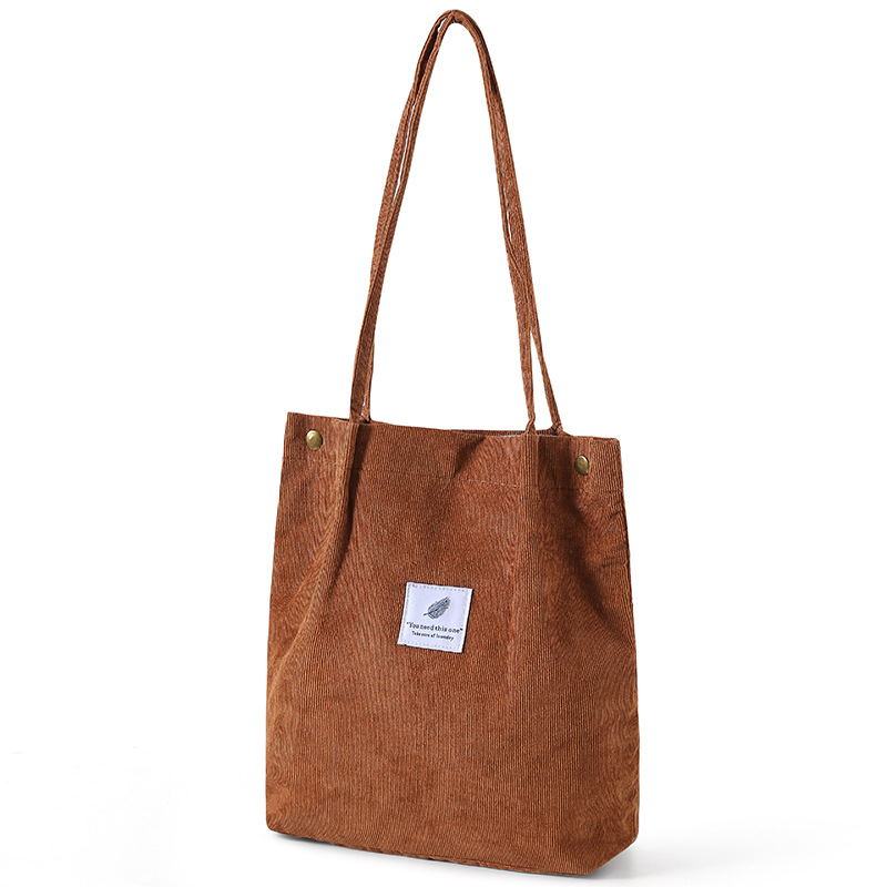 Corduroy canvas bag with canvas bag on both shoulders