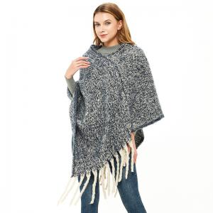 V-Neck Pullover Fringe Poncho Sweater