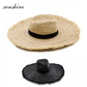 Hand-woven jazz straw hat with edging and extra-large brim pulls the wind. Lafite straw hat and beach straw hat.