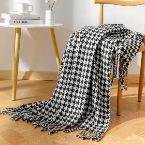 Houndstooth Imitated Cashmere Sofa Blanket