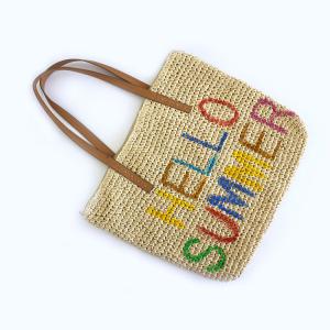 Letters Logo Printing Straw Tote Bag 