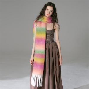 Women Space Dye Rainbow Fluffy Oversized Scarf