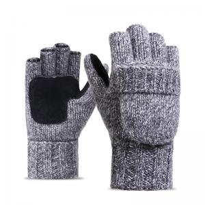 Winter Wool Half-finger Flip Gloves 